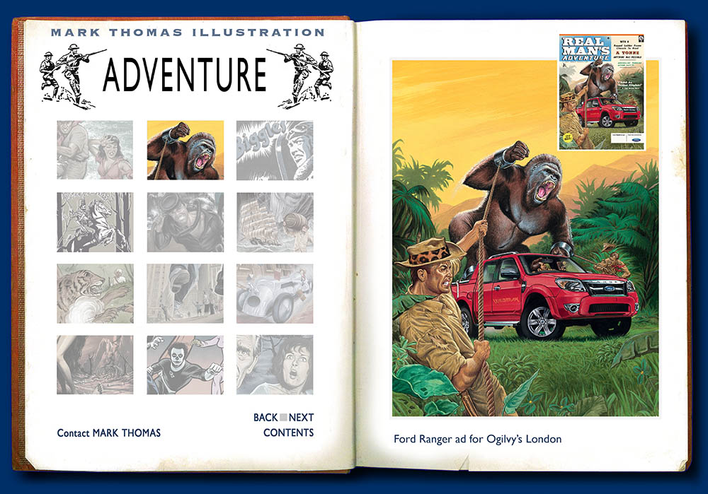 Ford Ranger, Gorilla, Ogilvy's Agency, Adventure illustrations by Mark Thomas. Please note this is an all image site. Artwork photography and image processing by FXP Photography.