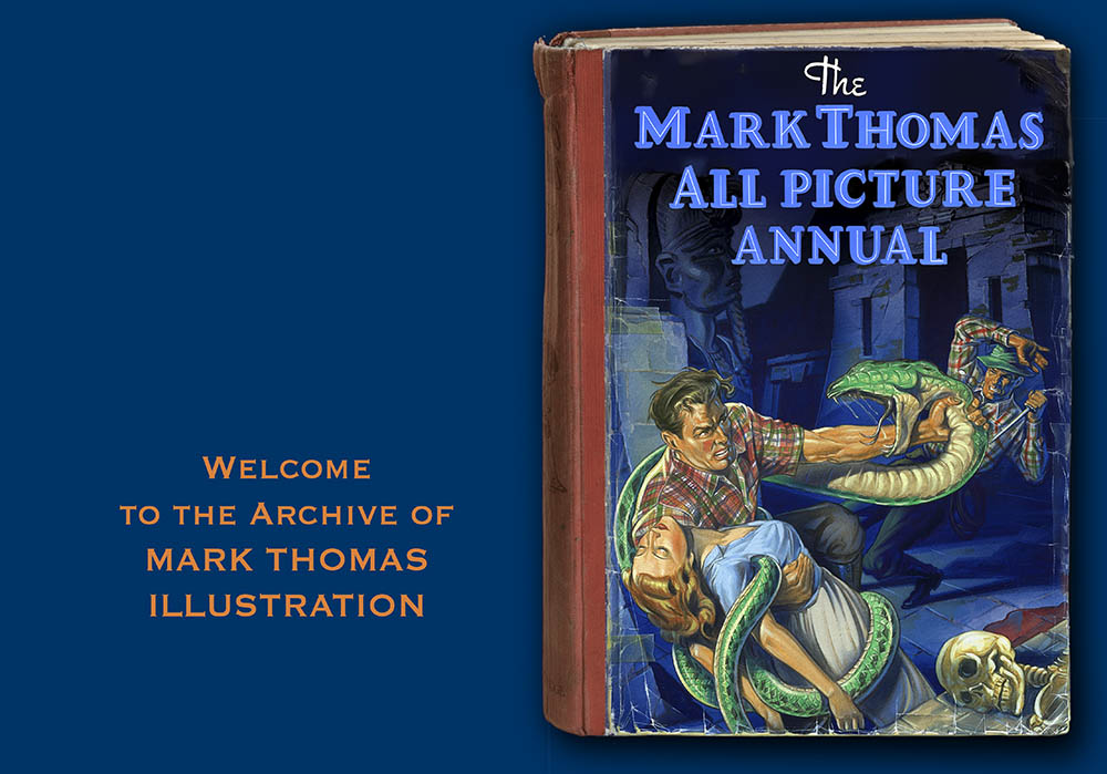 Cover page of the archive website of the Illustrator Mark Thomas. Please note this is an all image site. Artwork photography and image processing by FXP Photography.