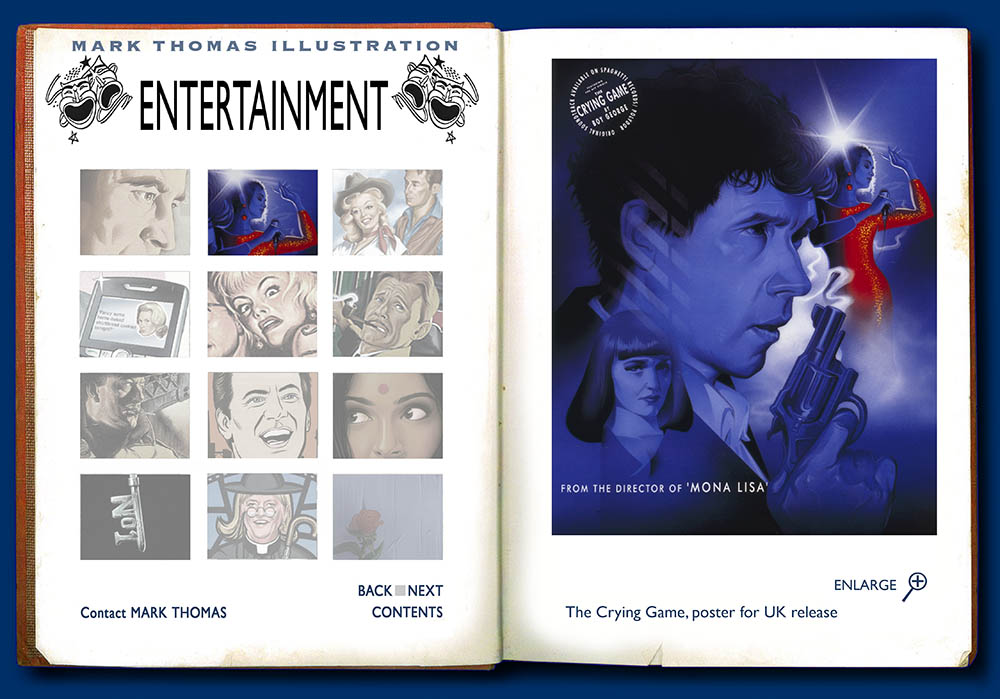 The Crying Game, Stephen Rea, Miranda Richardson, Neil Jordan. Entertainment Illustration by Mark Thomas. Please note this is a UK based all image site