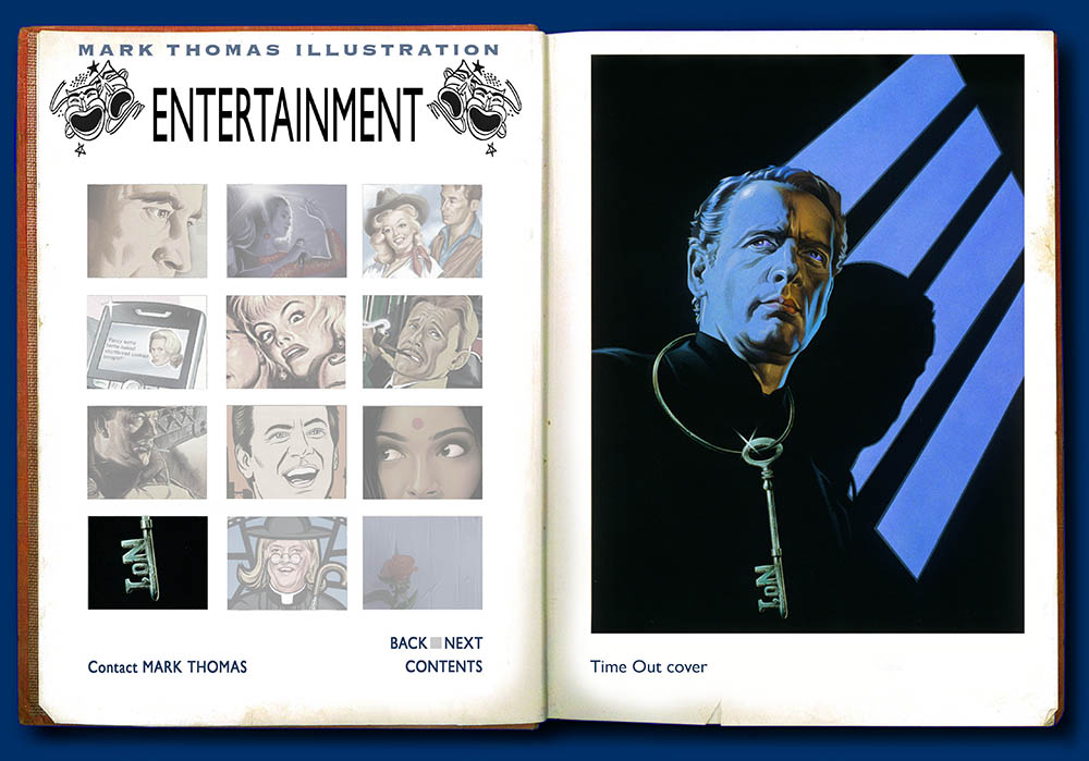 The Prisoner, Patrick McGoohan, Danger Man, Number 6. Entertainment Illustration by Mark Thomas. Please note this is a UK based all image site