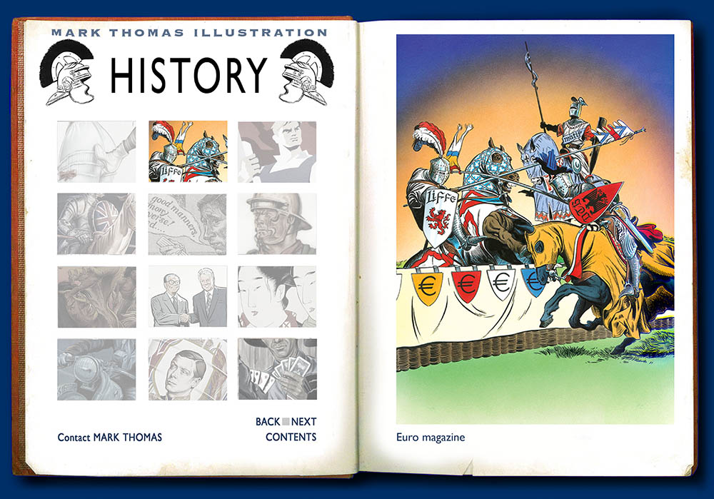 Jousting. History Illustration by Mark Thomas. Please note this is a UK based all image site