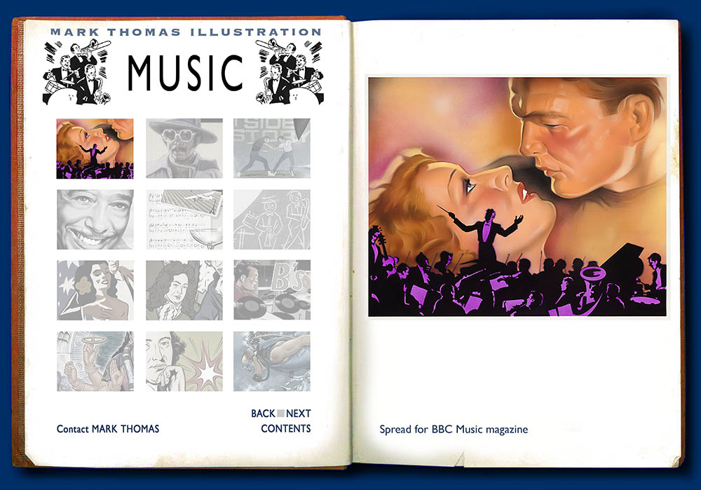 Film Music.Music Illustration by Mark Thomas. Please note this is a UK based all image site