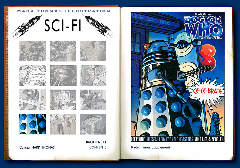  Dalek, Dr Who, Tardis. Sci-Fi Illustration by Mark Thomas. Please note this is a UK based all image site
