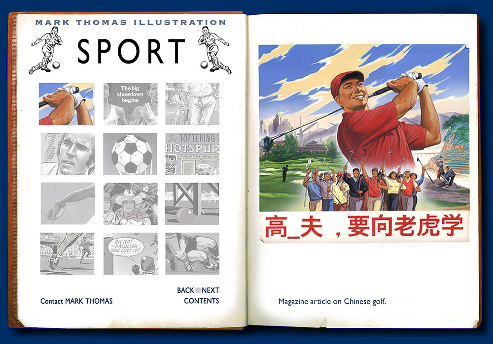 Chinese Golf. Sports Illustration by Mark Thomas. Please note this is a UK based all image site