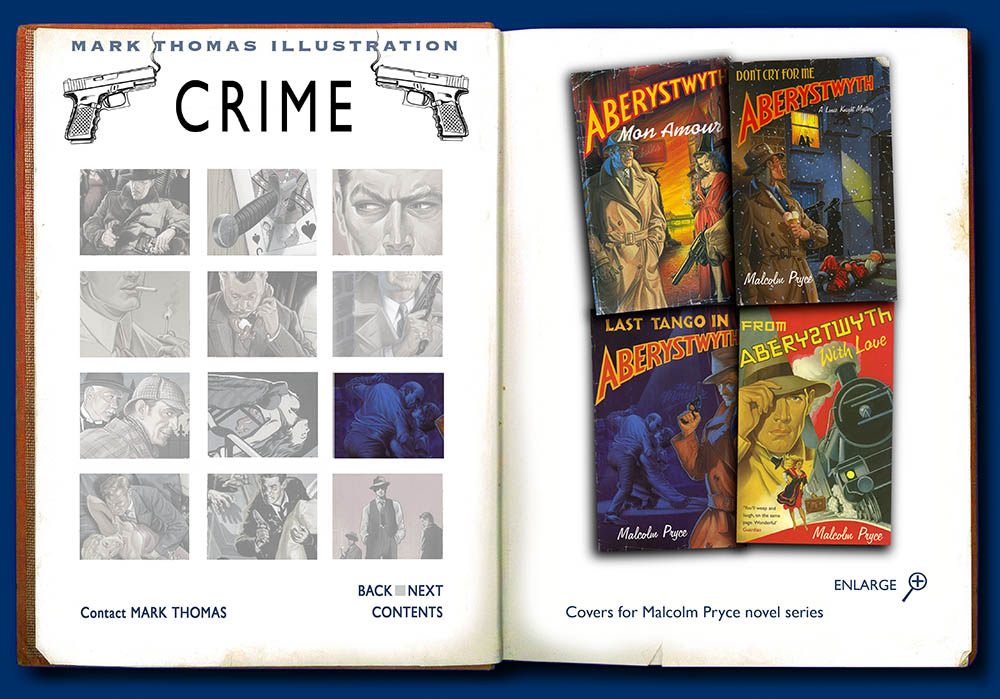 Malcolm Pryce, Aberystwyth. Crime illustration by Mark Thomas. Please note this is a UK based all image site