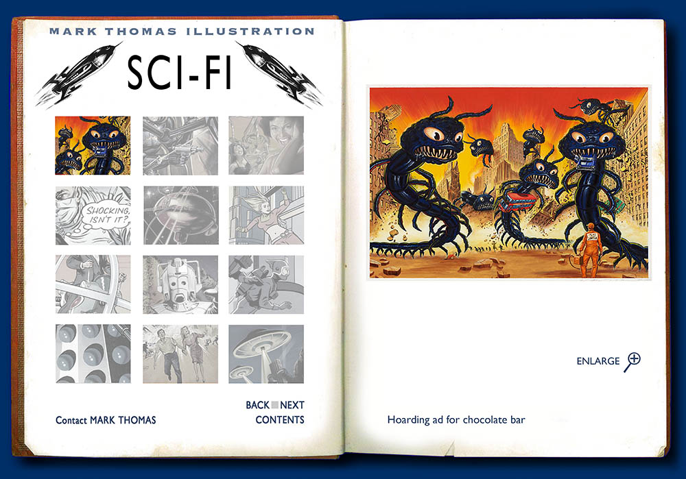 Bus Eating Centipedes, Pest Control. Sci-Fi Illustration by Mark Thomas. Please note this is a UK based all image site