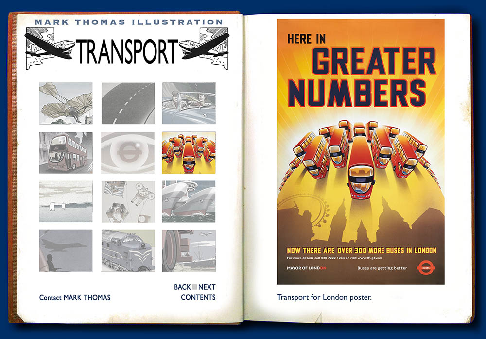 London Transport Buses, Red Busses, London Bus, 300 More Buses. Transport Illustration by Mark Thomas. Please note this is a UK based all image site